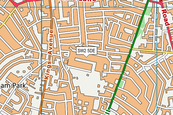 SW2 5DE map - OS VectorMap District (Ordnance Survey)