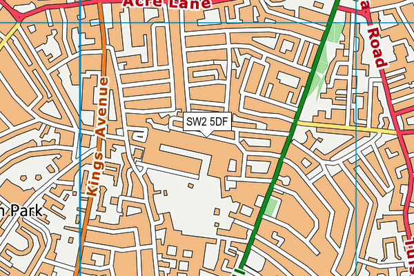 SW2 5DF map - OS VectorMap District (Ordnance Survey)