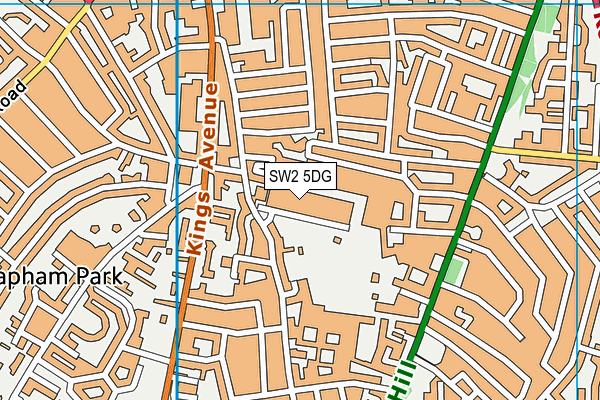 SW2 5DG map - OS VectorMap District (Ordnance Survey)
