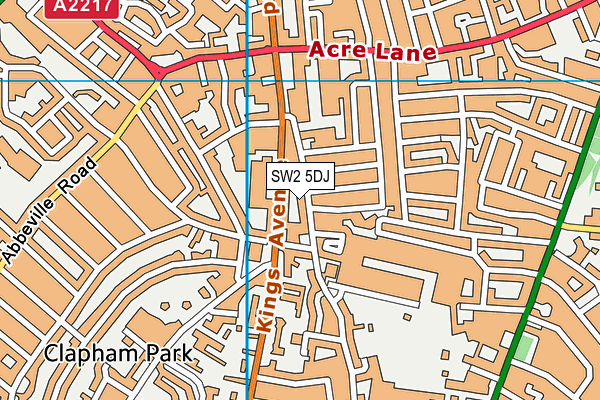 SW2 5DJ map - OS VectorMap District (Ordnance Survey)