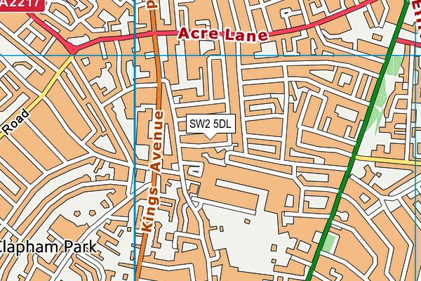 SW2 5DL map - OS VectorMap District (Ordnance Survey)