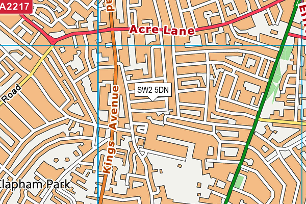 SW2 5DN map - OS VectorMap District (Ordnance Survey)