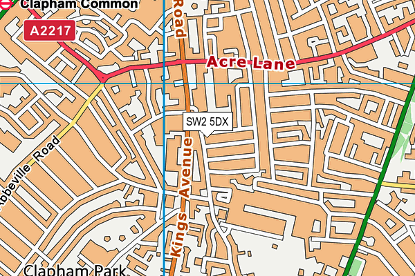 SW2 5DX map - OS VectorMap District (Ordnance Survey)