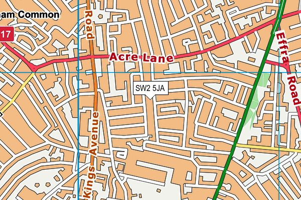SW2 5JA map - OS VectorMap District (Ordnance Survey)