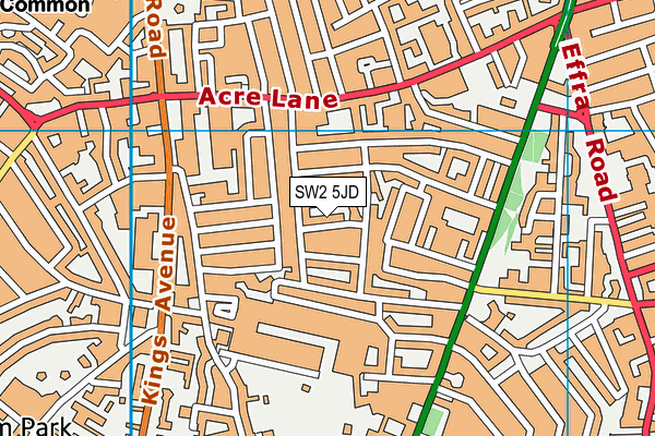 SW2 5JD map - OS VectorMap District (Ordnance Survey)