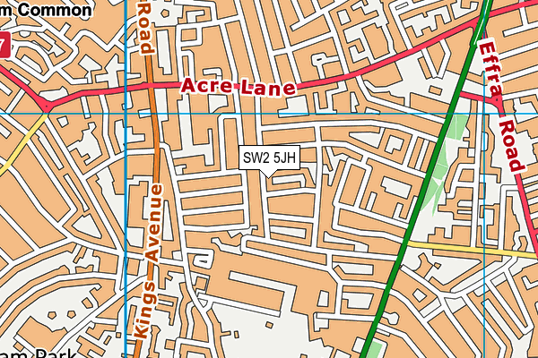 SW2 5JH map - OS VectorMap District (Ordnance Survey)