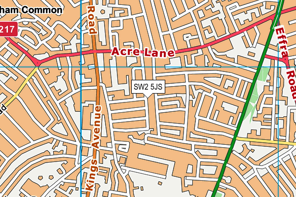SW2 5JS map - OS VectorMap District (Ordnance Survey)