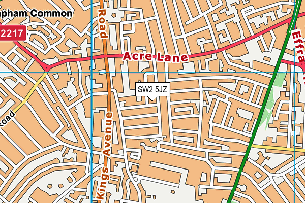 SW2 5JZ map - OS VectorMap District (Ordnance Survey)