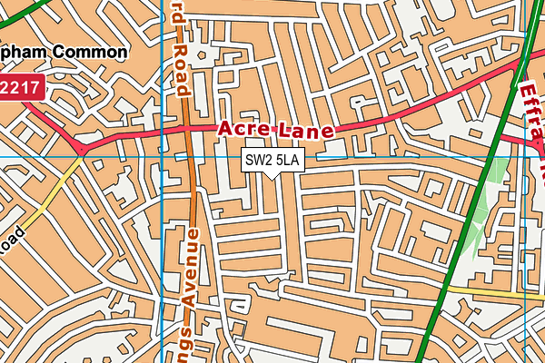 SW2 5LA map - OS VectorMap District (Ordnance Survey)