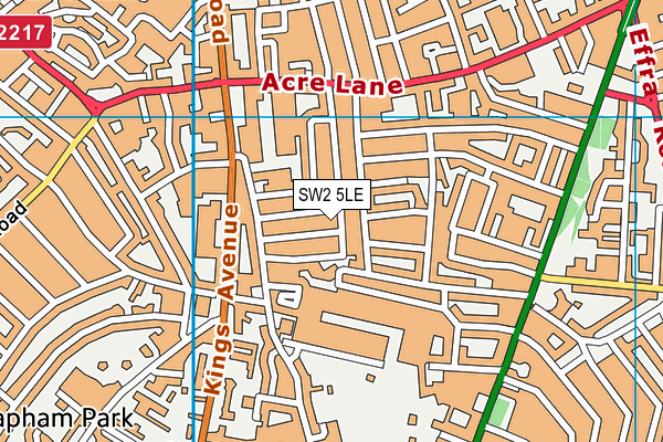 SW2 5LE map - OS VectorMap District (Ordnance Survey)