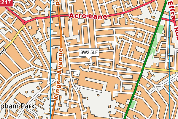 SW2 5LF map - OS VectorMap District (Ordnance Survey)