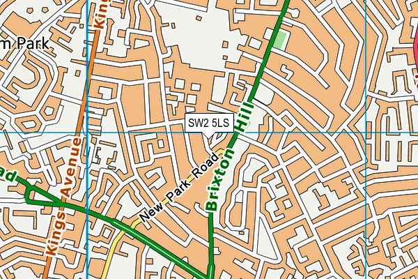 SW2 5LS map - OS VectorMap District (Ordnance Survey)