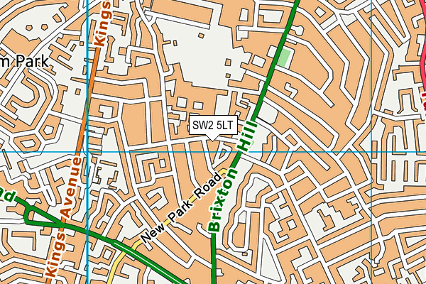 SW2 5LT map - OS VectorMap District (Ordnance Survey)
