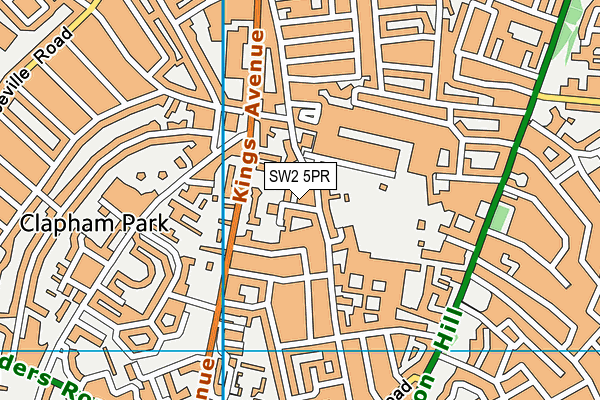SW2 5PR map - OS VectorMap District (Ordnance Survey)
