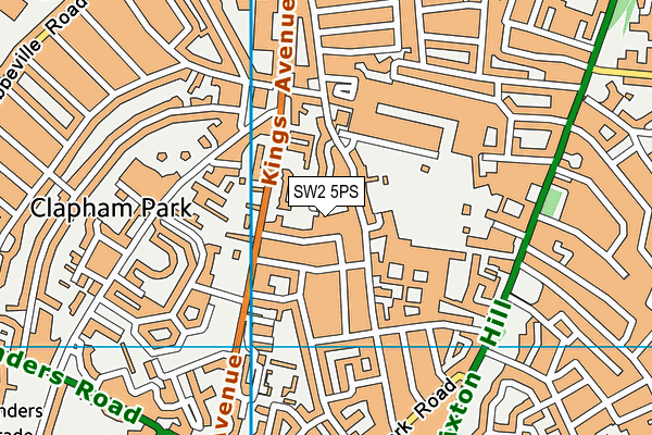 SW2 5PS map - OS VectorMap District (Ordnance Survey)