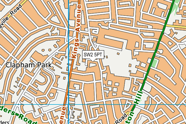SW2 5PT map - OS VectorMap District (Ordnance Survey)