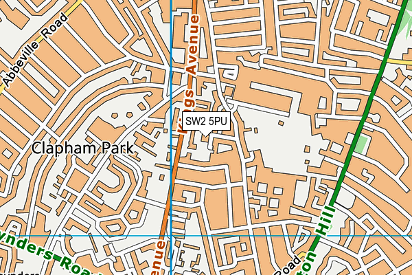 SW2 5PU map - OS VectorMap District (Ordnance Survey)