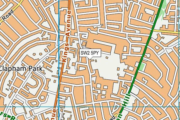 SW2 5PY map - OS VectorMap District (Ordnance Survey)