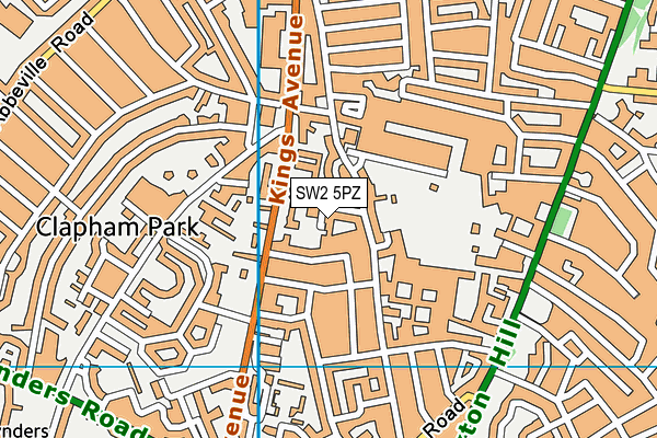SW2 5PZ map - OS VectorMap District (Ordnance Survey)