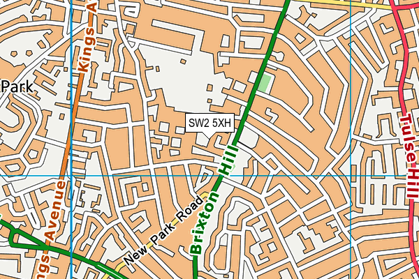 SW2 5XH map - OS VectorMap District (Ordnance Survey)