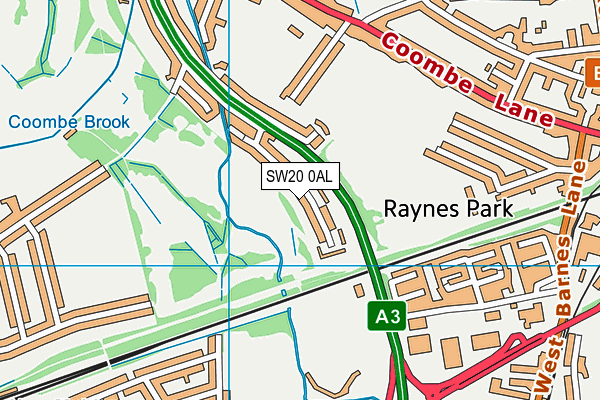 SW20 0AL map - OS VectorMap District (Ordnance Survey)