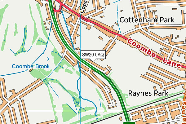 SW20 0AQ map - OS VectorMap District (Ordnance Survey)