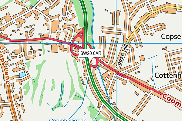 SW20 0AR map - OS VectorMap District (Ordnance Survey)