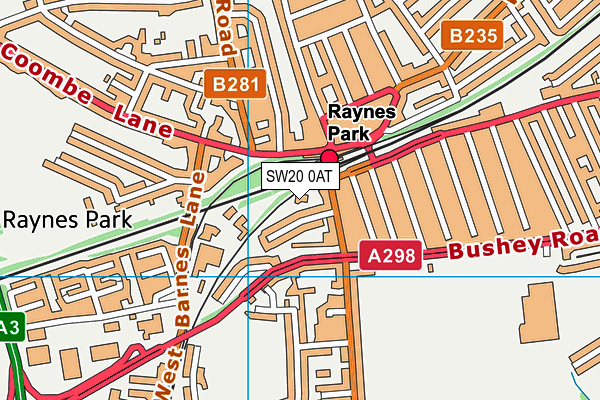 SW20 0AT map - OS VectorMap District (Ordnance Survey)