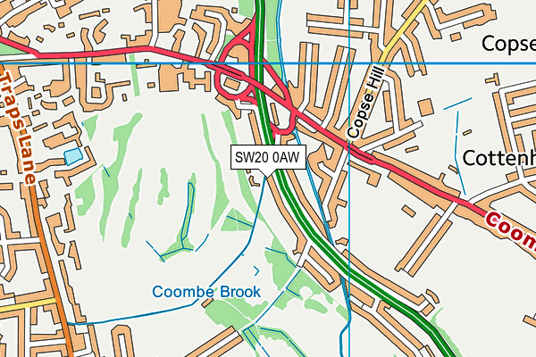 SW20 0AW map - OS VectorMap District (Ordnance Survey)