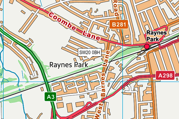 Raynes Park Sports Ground map (SW20 0BH) - OS VectorMap District (Ordnance Survey)