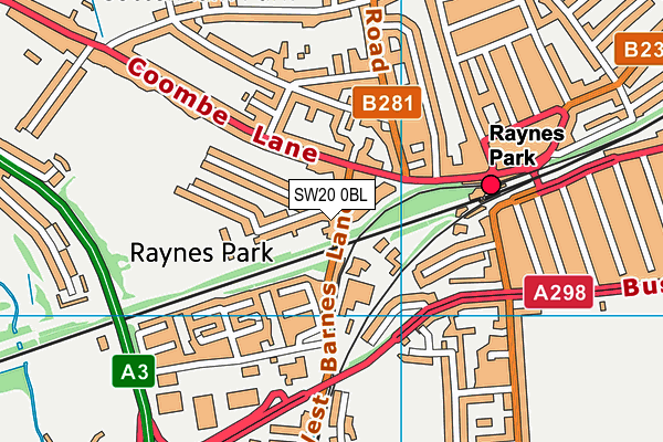 SW20 0BL map - OS VectorMap District (Ordnance Survey)