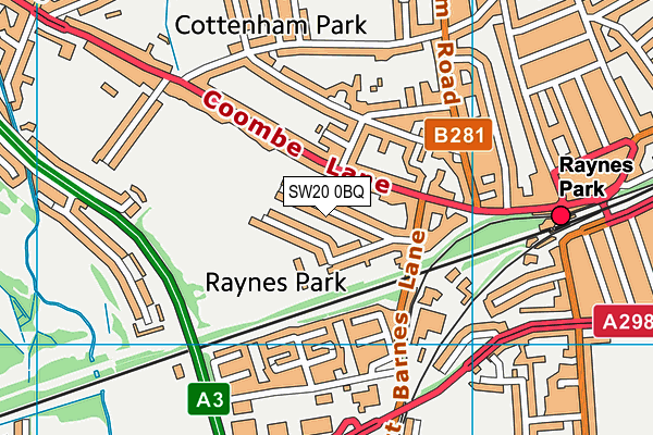 SW20 0BQ map - OS VectorMap District (Ordnance Survey)