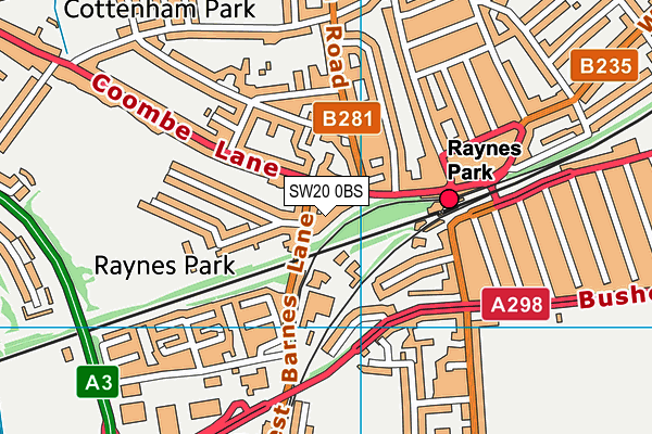 SW20 0BS map - OS VectorMap District (Ordnance Survey)