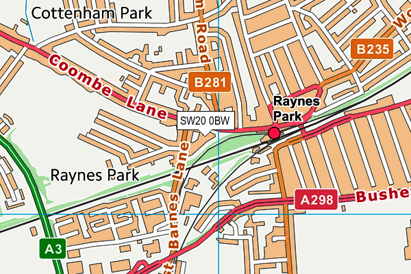 SW20 0BW map - OS VectorMap District (Ordnance Survey)