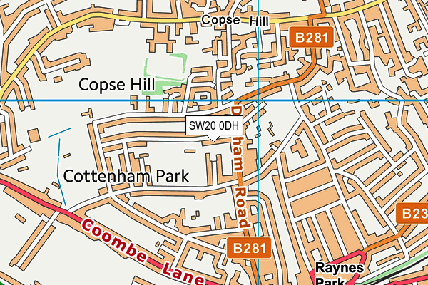 Cottenham Park map (SW20 0DH) - OS VectorMap District (Ordnance Survey)