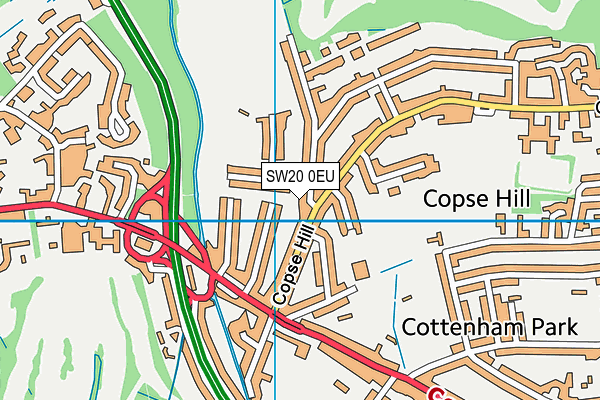 SW20 0EU map - OS VectorMap District (Ordnance Survey)