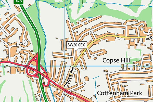 SW20 0EX map - OS VectorMap District (Ordnance Survey)