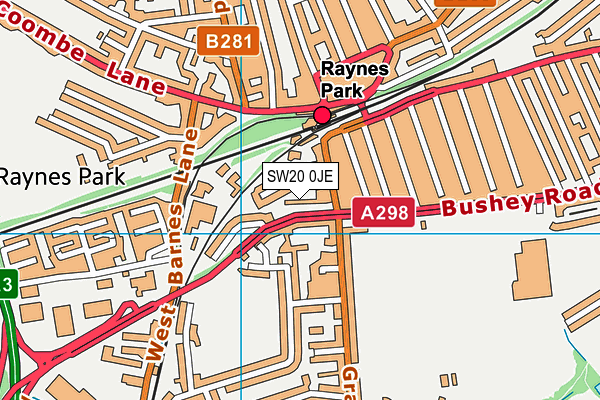 SW20 0JE map - OS VectorMap District (Ordnance Survey)