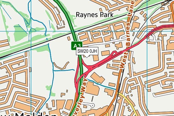 SW20 0JH map - OS VectorMap District (Ordnance Survey)