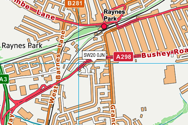 SW20 0JN map - OS VectorMap District (Ordnance Survey)