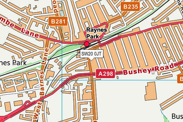 SW20 0JT map - OS VectorMap District (Ordnance Survey)