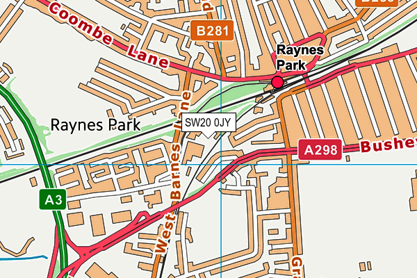 SW20 0JY map - OS VectorMap District (Ordnance Survey)