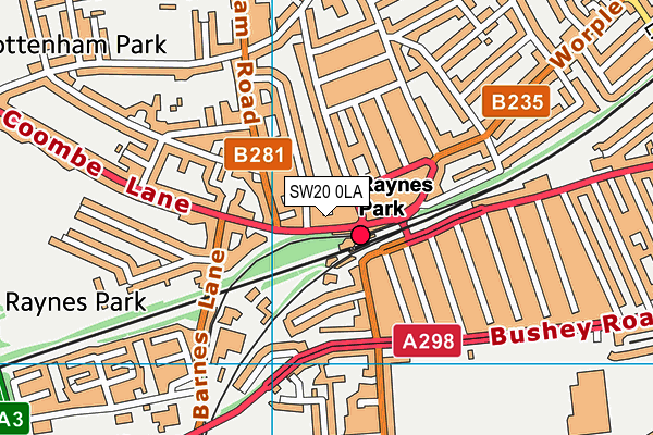 SW20 0LA map - OS VectorMap District (Ordnance Survey)