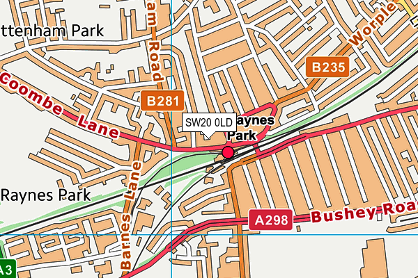 SW20 0LD map - OS VectorMap District (Ordnance Survey)