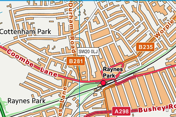 SW20 0LJ map - OS VectorMap District (Ordnance Survey)