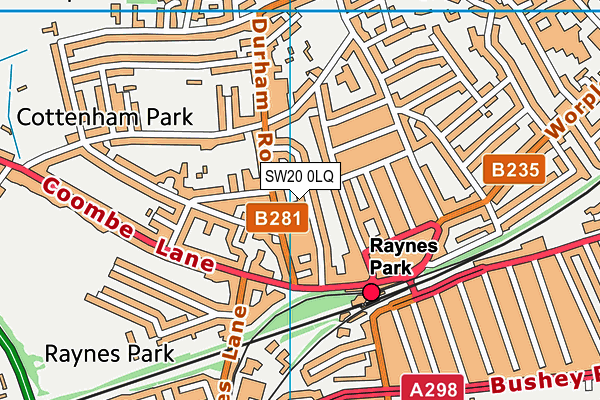 SW20 0LQ map - OS VectorMap District (Ordnance Survey)