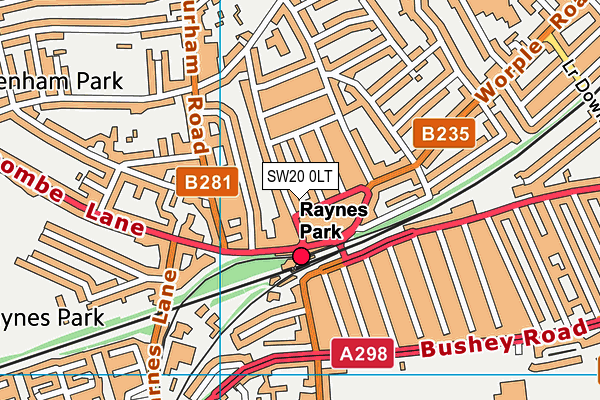 SW20 0LT map - OS VectorMap District (Ordnance Survey)