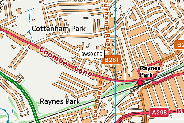 SW20 0PD map - OS VectorMap District (Ordnance Survey)