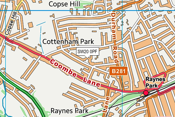 SW20 0PF map - OS VectorMap District (Ordnance Survey)