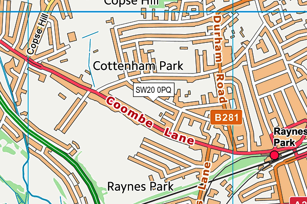 SW20 0PQ map - OS VectorMap District (Ordnance Survey)